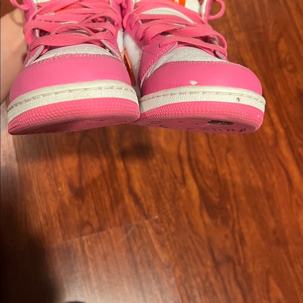 Kids Nike Air Jordan Mid Sneakers Pink & Orange & White Size 7Y - Picture 6 of 8